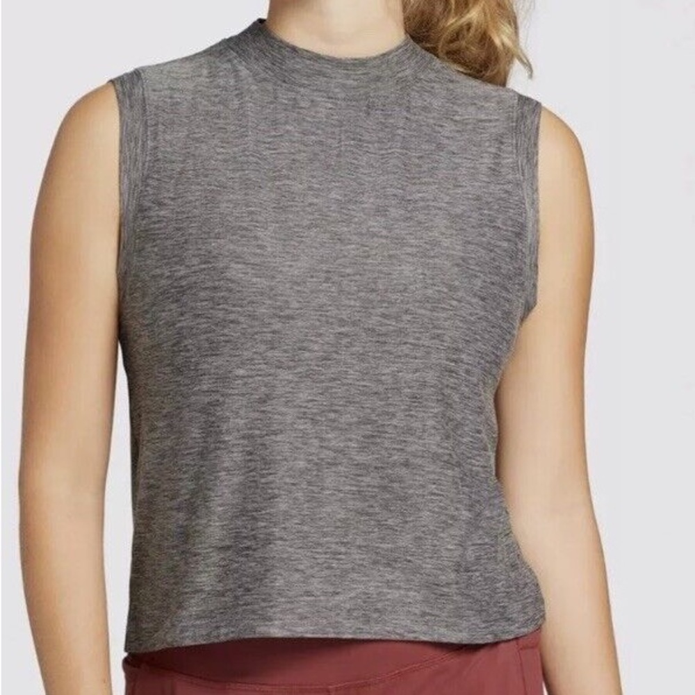 Calia Women's Lustralux Mock Neck Tank Breathable Soft Fabric Top XXL Gray NWT